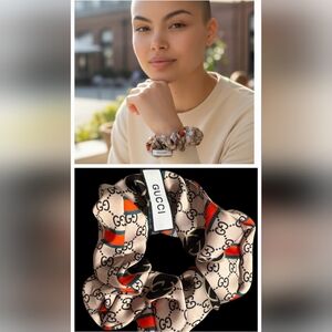 Luxury Beige and Black Scrunchie